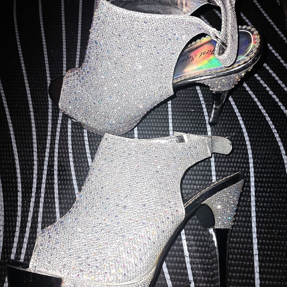 Silver Glitter High Heel Sandals